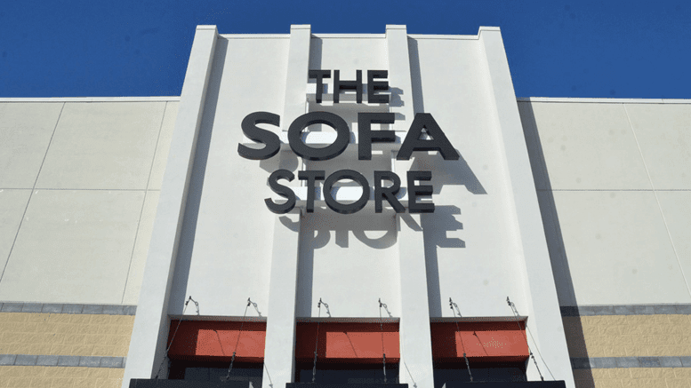 The Sofa Store logo on their building