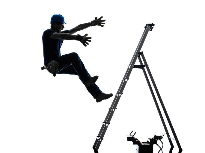 manual worker man falling from ladder silhouette