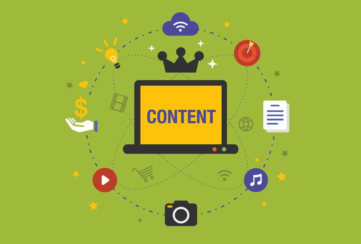Flat design Illustration: Content is king in digital marketing