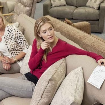 A customer buying furniture