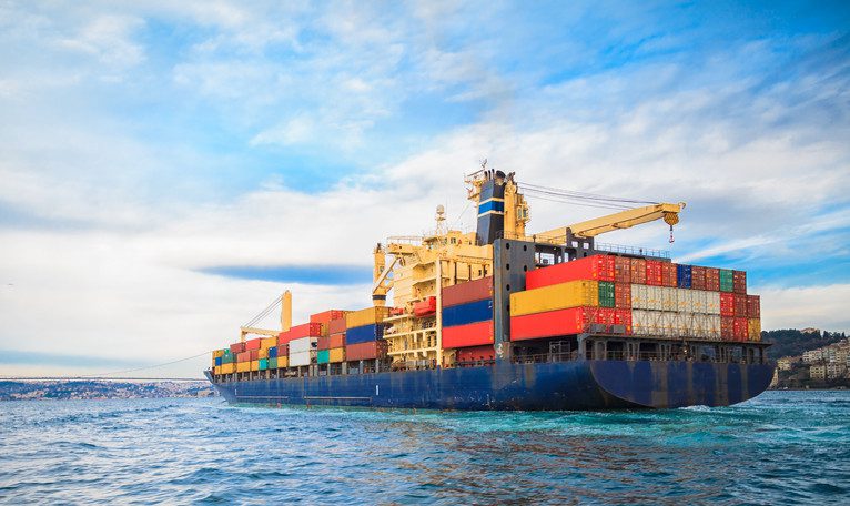 Cargo Container Ship on The Bosphorus