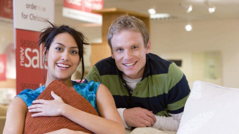 Couple at furniture store