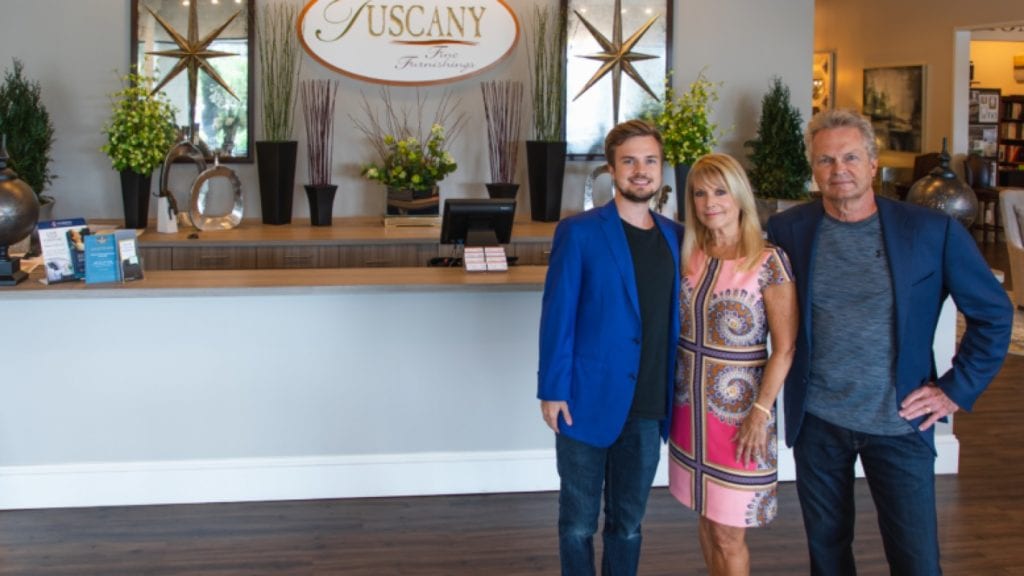 Tuscany Fine Furnishings photo shows Kameron, Kathy and Kelle McConnell in their Roswell, Ga., store.