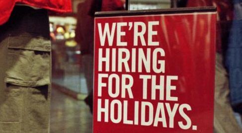 Sign advertising seasonal hiring