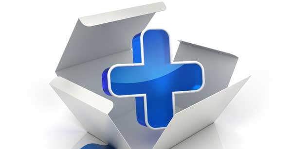 Photo of Healthcare symbol which is a blue cross.