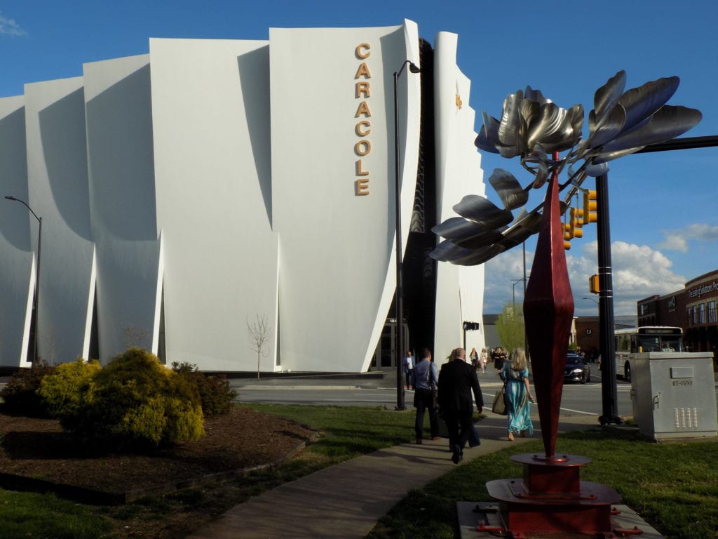 image shows a furniture showroom building