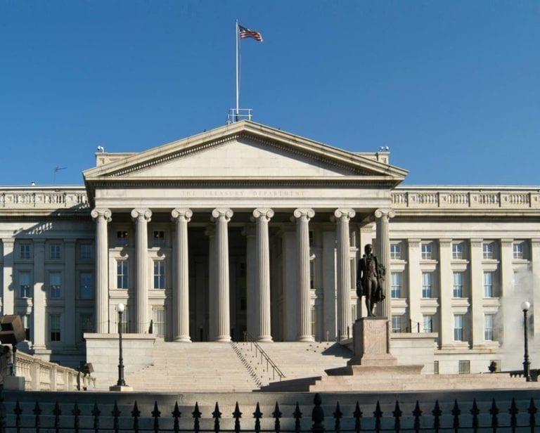 Image shows the U.S. Treasury building