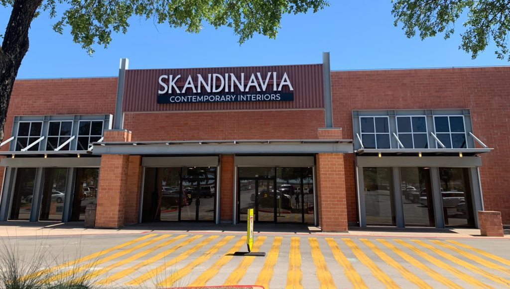 image shows a furniture store exterior