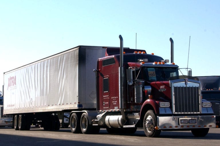 image hows a track trailer truck