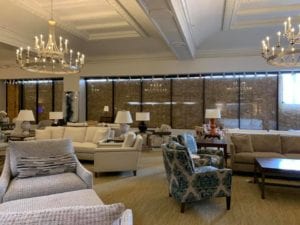 Image shows the interior of a furniture store
