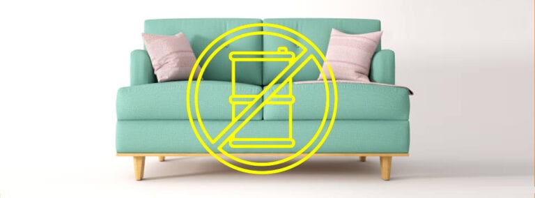 Sofa with a no chemical symbol overlay_HFA chemical regulations