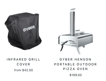 Website example of a Pizza Oven being sold next to a grill cover