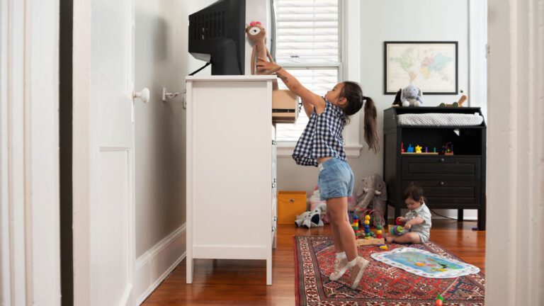 Clothing Storage Unit with little girl