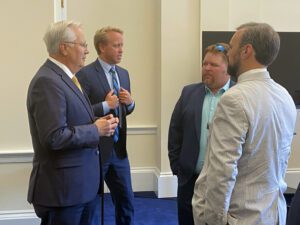 Representative from Alabama Jerry Carl (R) with With Matt Pridemore from Badcock and More, Robin Marks with Marks Furniture, and HFA lobbyist, Chris Andresen.