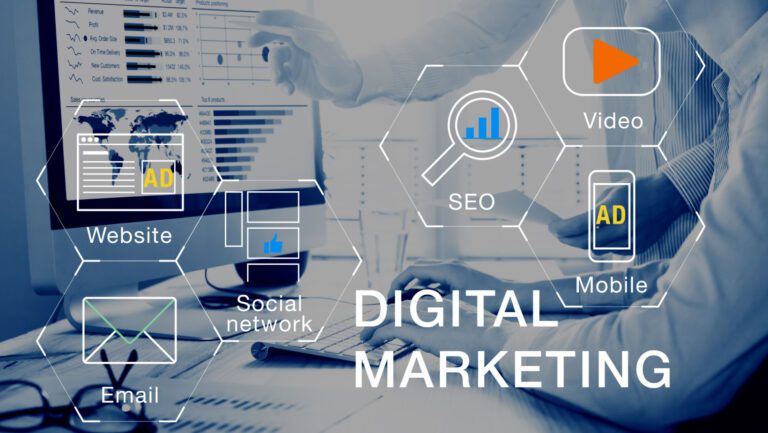 digital picture of icons that depict Digital Marketing