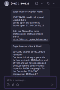 SMS-bericht voor Eagle-investeerders