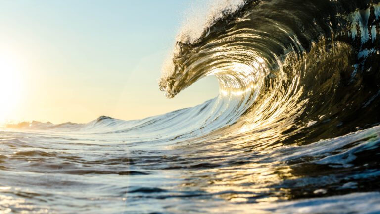 Tidal wave at sunset