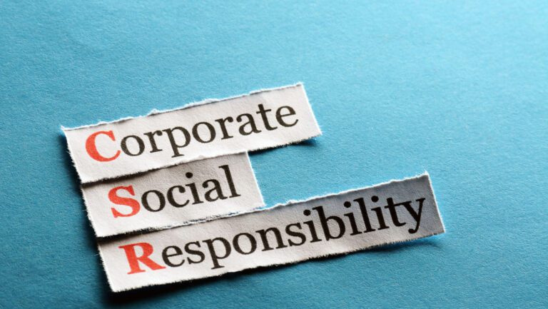 Scripts of paper that spell out Corporate Social Responsibility