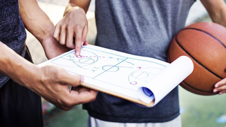 Basketball Player Sport Game Plan Tactics Concept. Coaching
