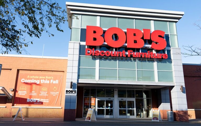 bob's Discount Furniture store exterior of the Sommerville, MA Flagship store
