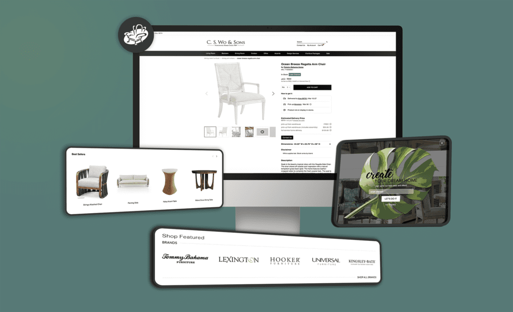 a computer, phone and tablet showing a seamless online consumer shopping experience