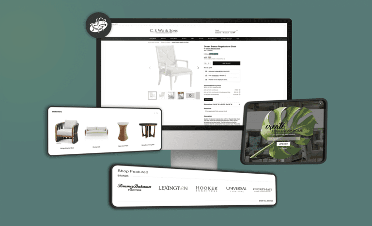 a computer, phone and tablet showing a seamless online consumer shopping experience