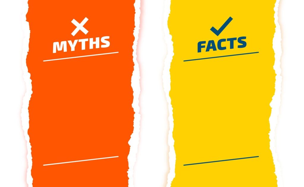 Vector graphic showing one side Myths and one side Facts