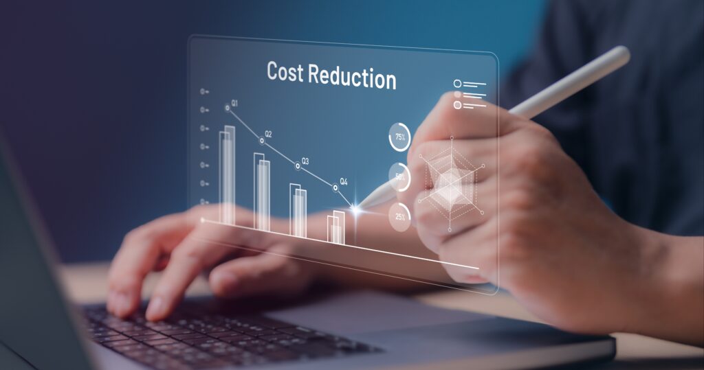 Company or industry payment cost lean reduction analysis. Decreasing business expenses to maximize profits and financial status for long-term investment.