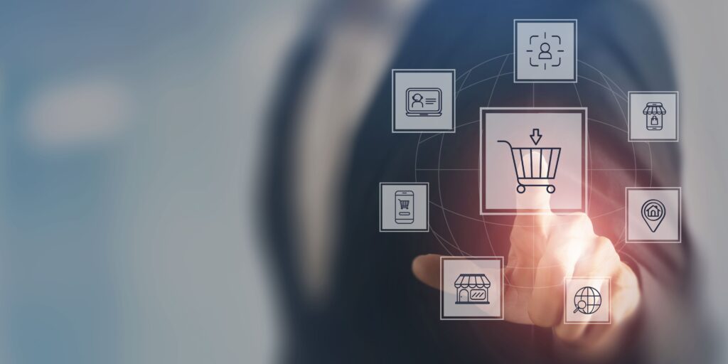 Omni channel marketing coccept. Seamless integration of various channels, social media, email, physical stores to create a unified customer experience. Reach customers through multiple touchpiont