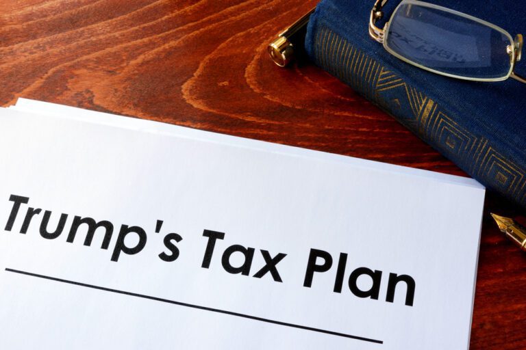 A document on a desk that reads Trump's Tax Plan.