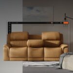 3D pictures of furniture on a computer screen.