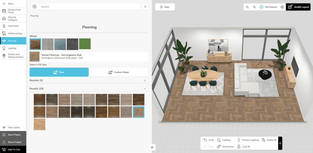 an example of a 3D room visualizer for customers.