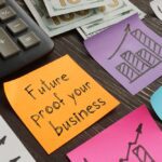 Future proof your business is shown on a business photo using the text
