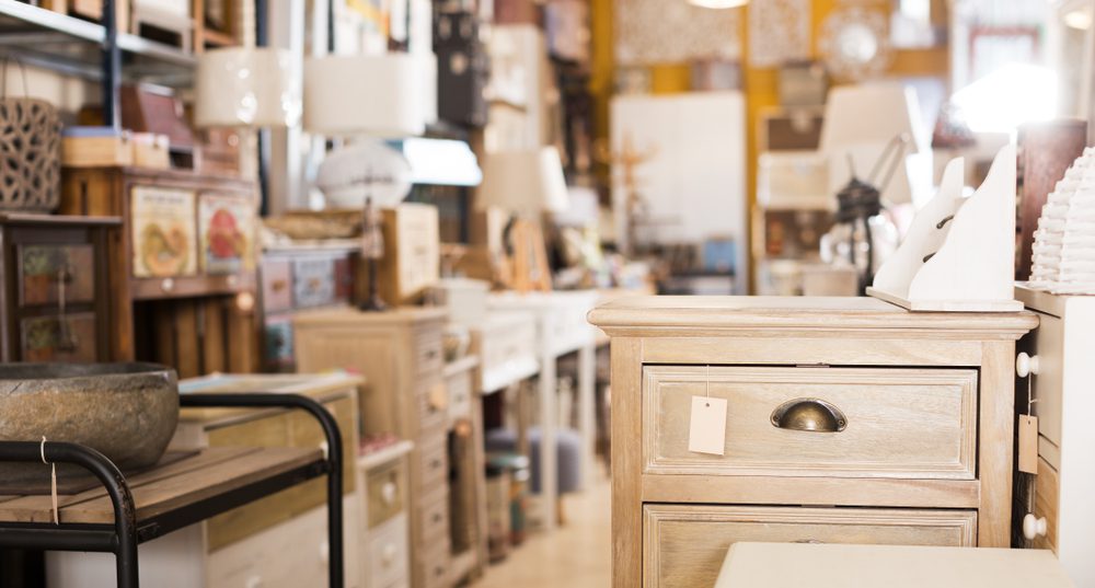 Assortment of quality designer furniture presented in the modern furniture shop