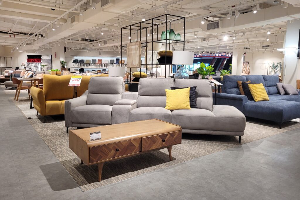 Furniture store showroom floor.