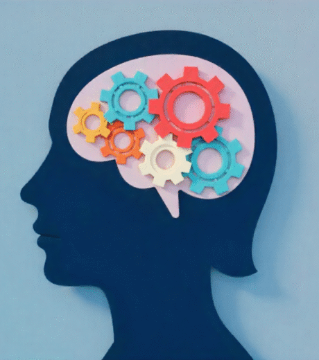 Head silhouette with different colored gears inside.. created by Freepik.com