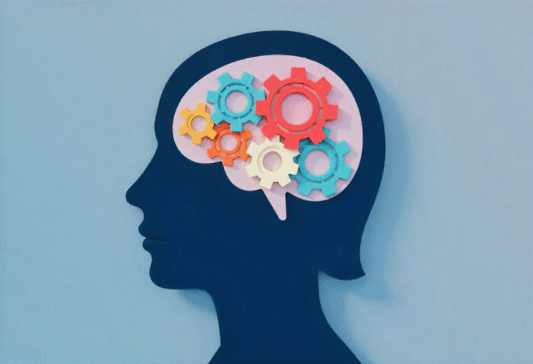 Head silhouette with different colored gears inside.. created by Freepik.com