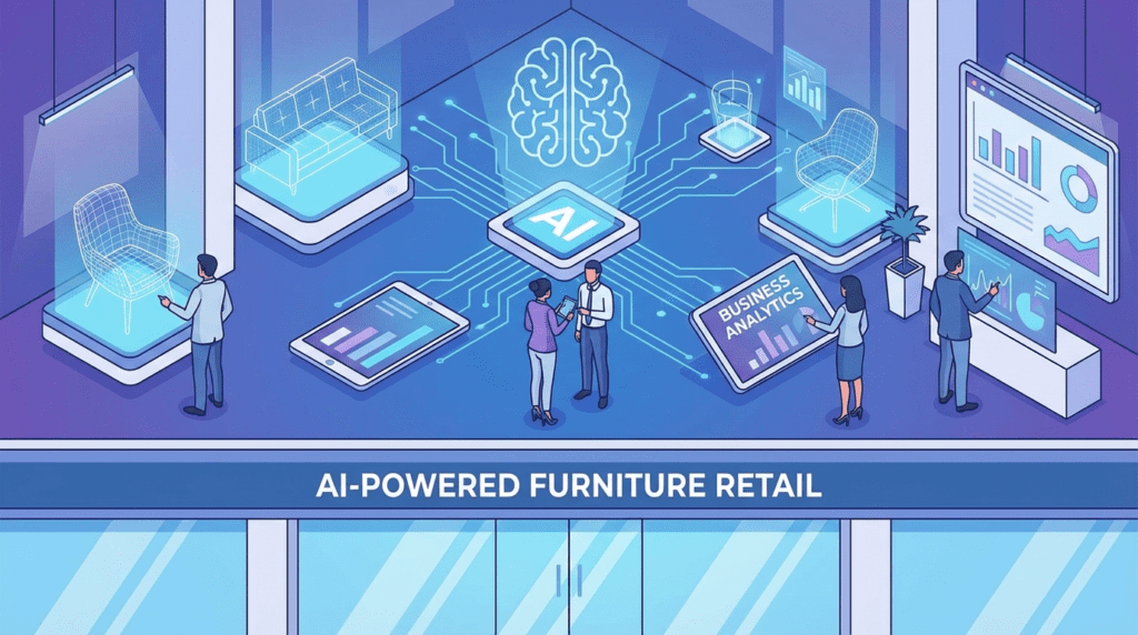 Graphic for blog post titled: How AI is Leveling the Playing Field for Furniture Retailers in 2026