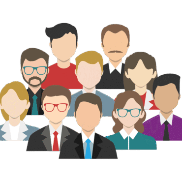 drawn graphic of male and female people in a pyramid.