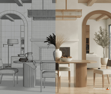 3D Twin rendering of a dining room table set