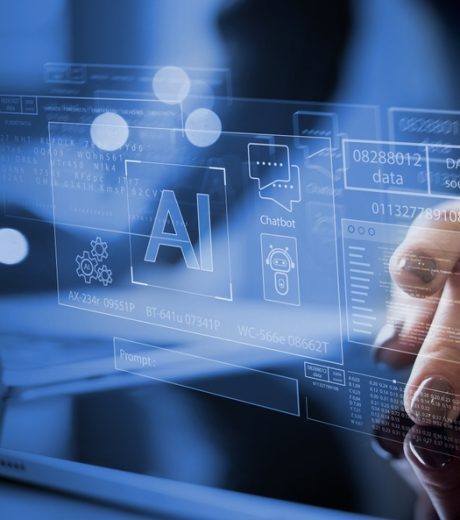 AI Artificial Intelligence technology for data analysis, research, planning and work generate programming. Man using laptop and AI assistant dashboard. Smart robot AI agents and agentic workflows