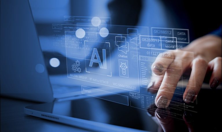 AI Artificial Intelligence technology for data analysis, research, planning and work generate programming. Man using laptop and AI assistant dashboard. Smart robot AI agents and agentic workflows